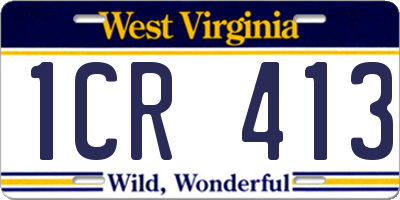 WV license plate 1CR413