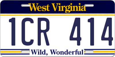 WV license plate 1CR414
