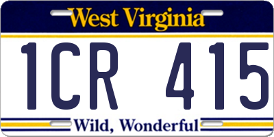 WV license plate 1CR415