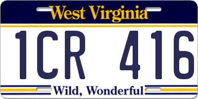 WV license plate 1CR416