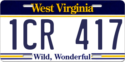 WV license plate 1CR417
