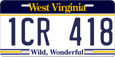 WV license plate 1CR418