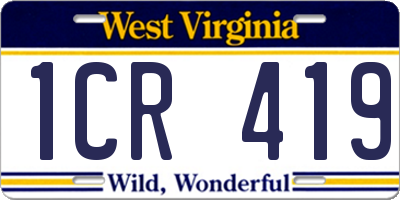 WV license plate 1CR419