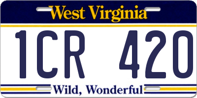 WV license plate 1CR420