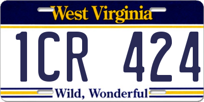 WV license plate 1CR424