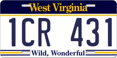 WV license plate 1CR431