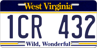 WV license plate 1CR432