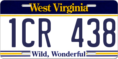 WV license plate 1CR438