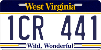 WV license plate 1CR441