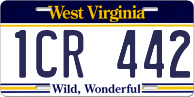 WV license plate 1CR442