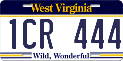 WV license plate 1CR444