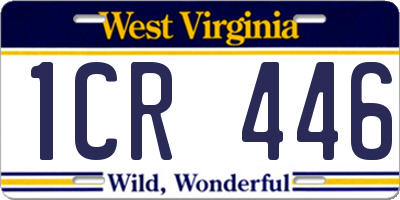 WV license plate 1CR446