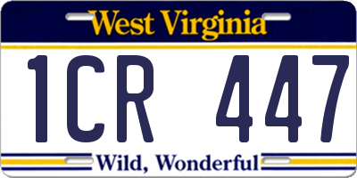 WV license plate 1CR447