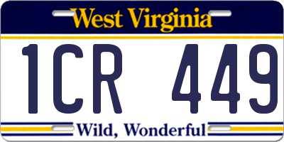WV license plate 1CR449