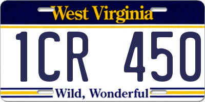 WV license plate 1CR450
