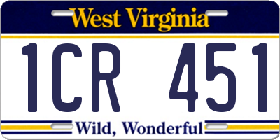 WV license plate 1CR451
