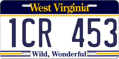 WV license plate 1CR453