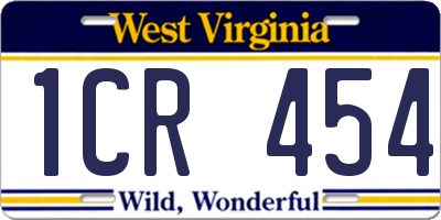 WV license plate 1CR454