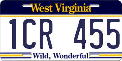 WV license plate 1CR455