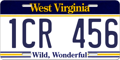 WV license plate 1CR456