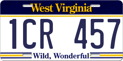 WV license plate 1CR457