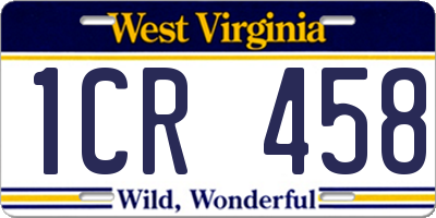 WV license plate 1CR458