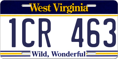 WV license plate 1CR463