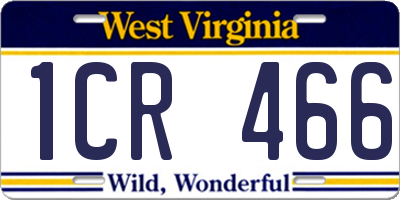 WV license plate 1CR466