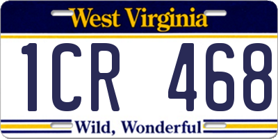 WV license plate 1CR468