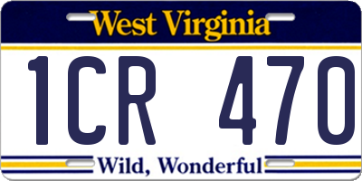 WV license plate 1CR470
