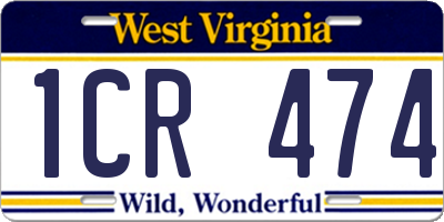 WV license plate 1CR474