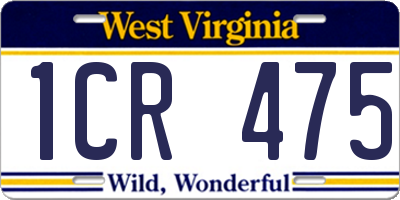 WV license plate 1CR475