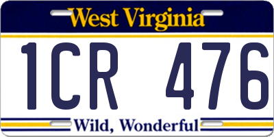 WV license plate 1CR476