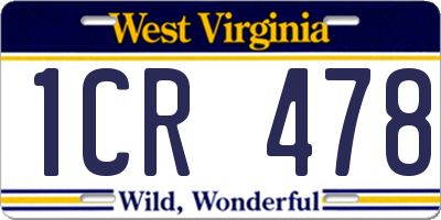 WV license plate 1CR478