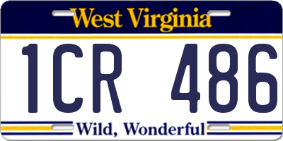 WV license plate 1CR486