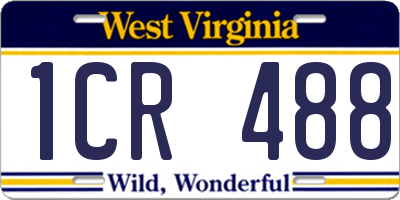 WV license plate 1CR488