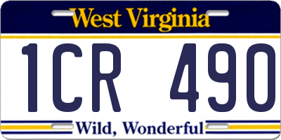 WV license plate 1CR490