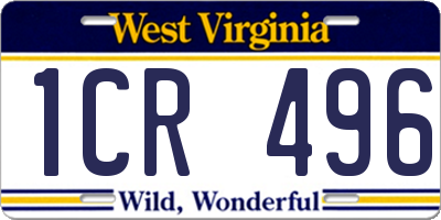 WV license plate 1CR496