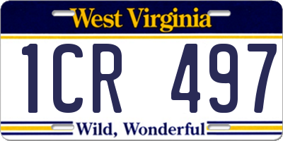 WV license plate 1CR497