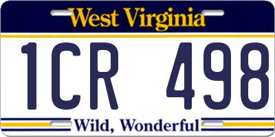 WV license plate 1CR498