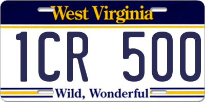 WV license plate 1CR500