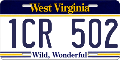 WV license plate 1CR502