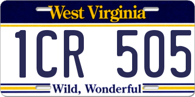 WV license plate 1CR505