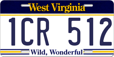 WV license plate 1CR512
