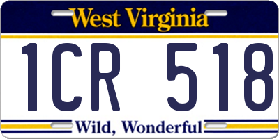 WV license plate 1CR518