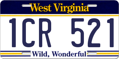WV license plate 1CR521