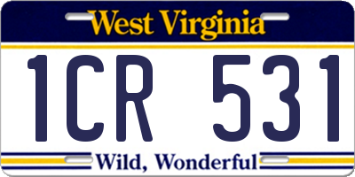 WV license plate 1CR531