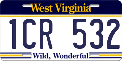 WV license plate 1CR532