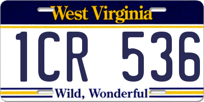 WV license plate 1CR536