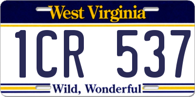 WV license plate 1CR537